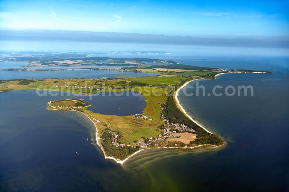 Aerial image Thiessow - Coastal area of the Baltic Sea - Ruegen Island in the district Moenchgut in Thiessow in the state Mecklenburg - Western Pomerania