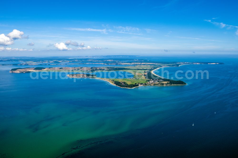 Thiessow from the bird's eye view: Coastal area of the Baltic Sea - Ruegen Island in the district Moenchgut in Thiessow in the state Mecklenburg - Western Pomerania