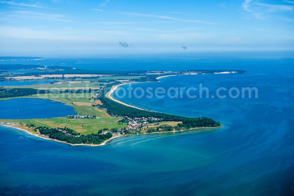 Aerial image Thiessow - Coastal area of the Baltic Sea - Ruegen Island in the district Moenchgut in Thiessow in the state Mecklenburg - Western Pomerania