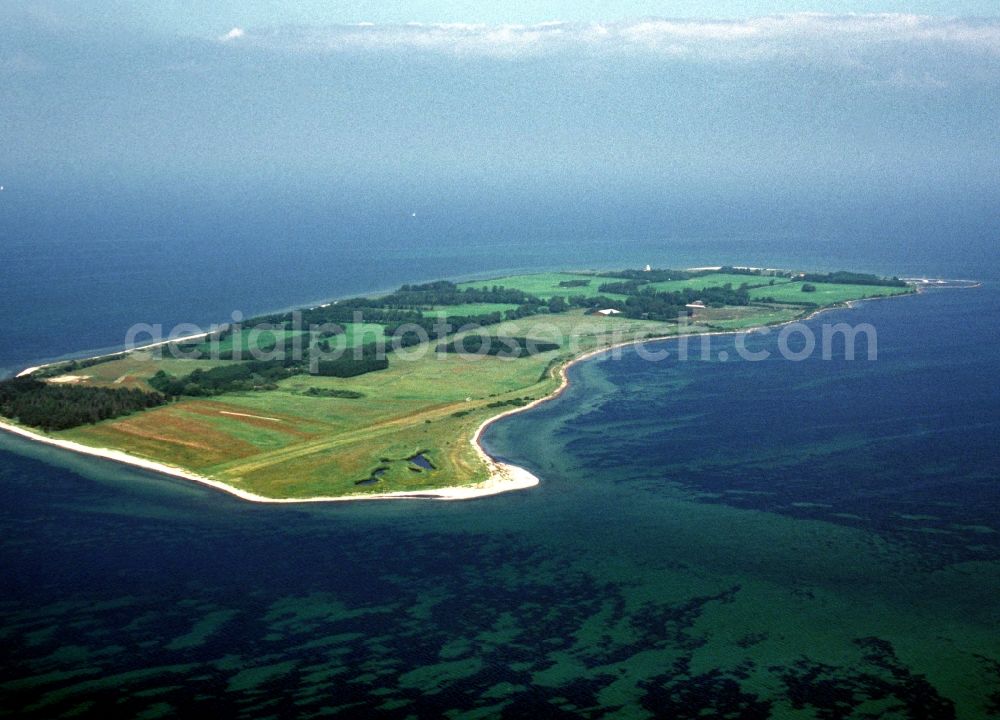 Aerial image Horslunde - Coastal area of the Baltic Sea - island Vejroe in Horslunde in the region of Sjaelland, Denmark