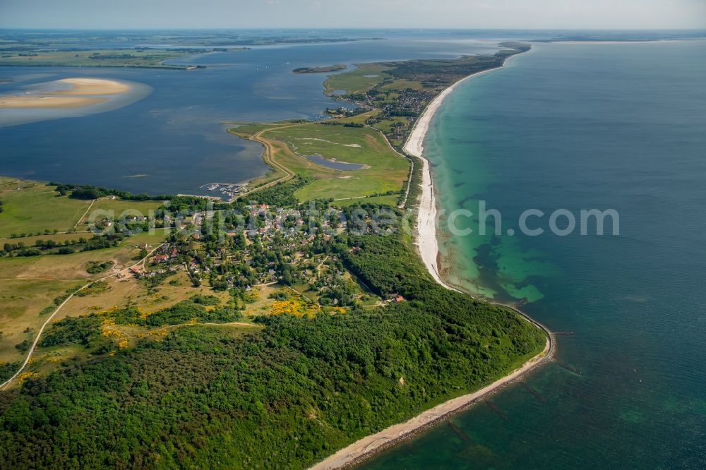 Aerial photograph Insel Hiddensee - Coastal area of the Baltic Sea - Island in the district Kloster in Insel Hiddensee in the state Mecklenburg - Western Pomerania