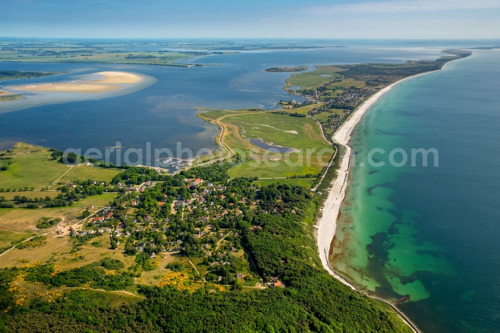 Insel Hiddensee from above - Coastal area of the Baltic Sea - Island in the district Kloster in Insel Hiddensee in the state Mecklenburg - Western Pomerania