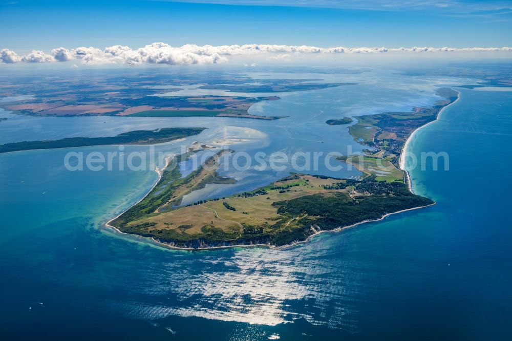 Insel Hiddensee from the bird's eye view: Coastal area of the Baltic Sea - Island in the district Kloster in Insel Hiddensee in the state Mecklenburg - Western Pomerania