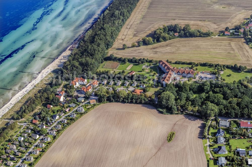 Insel Poel from the bird's eye view: Coastal area of the Poel Kaltenhof - Island in Insel Poel at the Baltic Sea in the state Mecklenburg - Western Pomerania