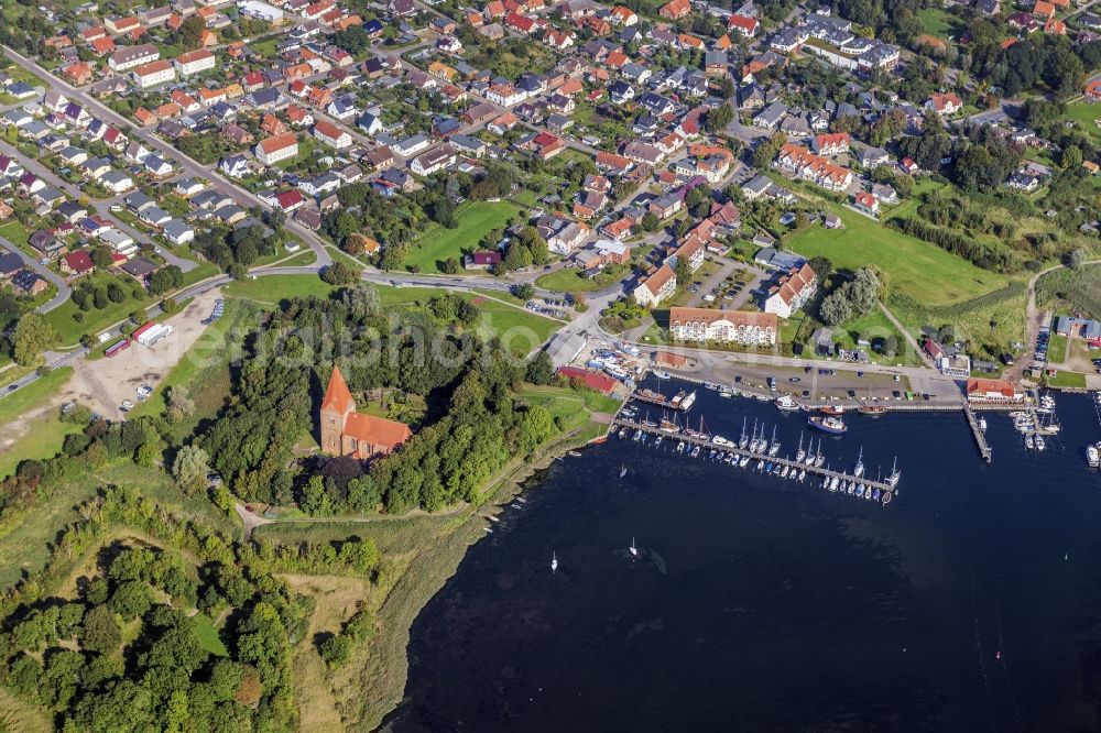 Insel Poel from the bird's eye view: Coastal area of the Poel Kirchdorf - Island in Insel Poel at the Baltic Sea in the state Mecklenburg - Western Pomerania