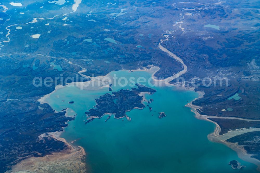 Qikqiktajuak Island from the bird's eye view: Coastal area Qikqiktajuak Island - Island in Canada in