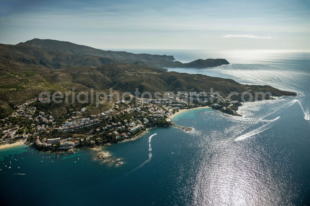 Roses from the bird's eye view: Cityscape Coastal area in Roses on the Mediterranean in Spain