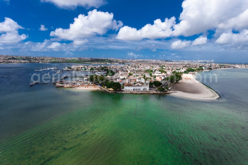 Salvador from above - Coastal areas with beach on the Bay de Baja Itapajipe in the Ribeira district of Salvador, in the province of Bahia in Brazil