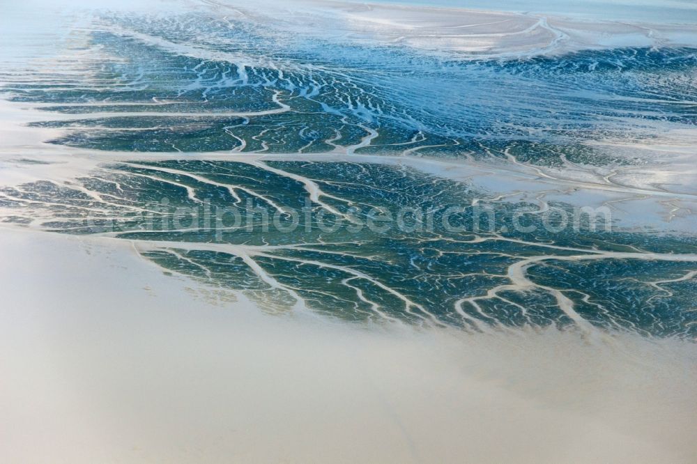 Pellworm from the bird's eye view: Coastal area an watts near the Island of Pellworm in the state Schleswig-Holstein