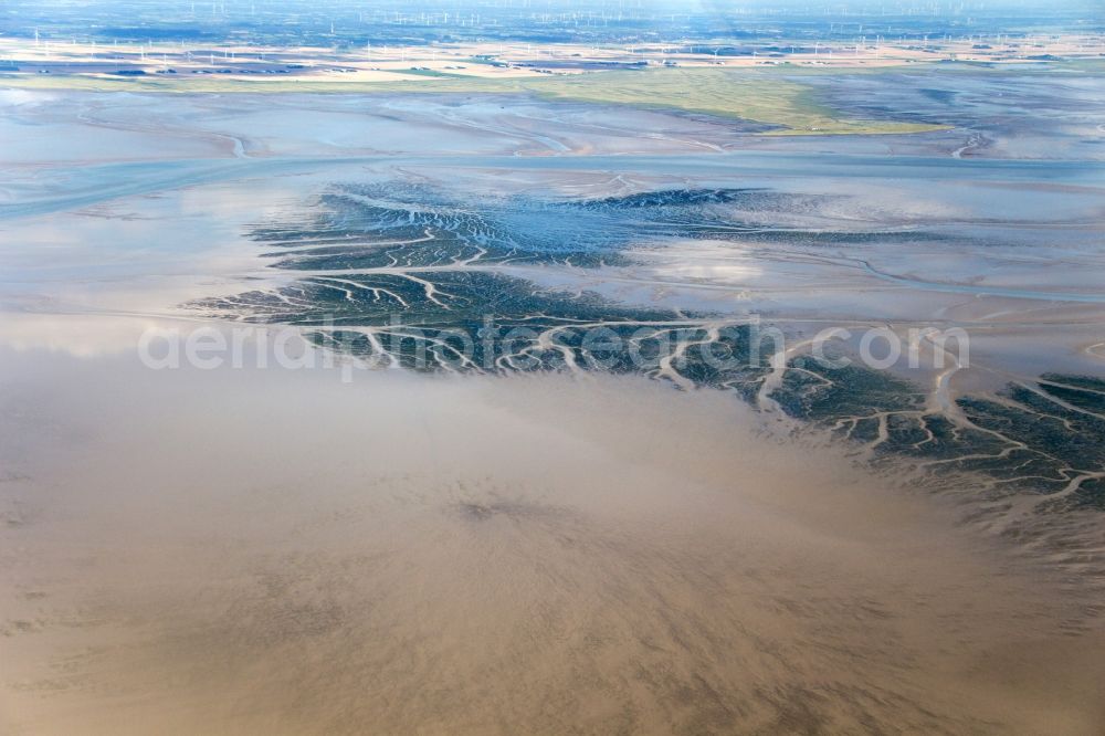 Aerial photograph Pellworm - Coastal area an watts near the Island of Pellworm in the state Schleswig-Holstein