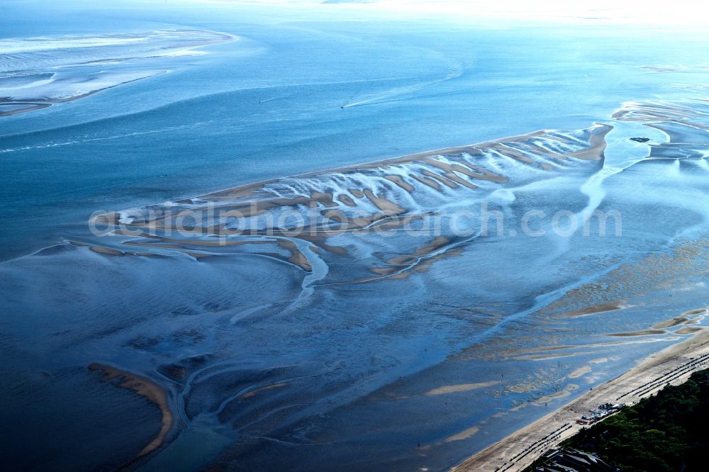 Föhr from the bird's eye view: Coastal area of the North Sea - island in Foehr in the North Frisian Wadden Sea in Schleswig-Holstein