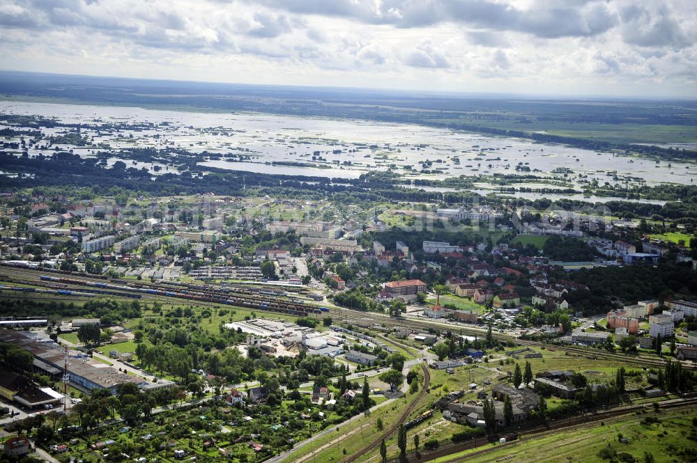 Aerial image Küstrin / Kostrzyn - Blick auf den Innenstadtbereich Küstrins aus Nord - Süd - Richtung. View of the downtown area Küstriner North - South - direction.