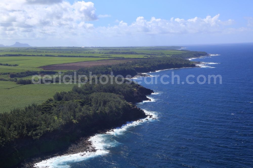 Aerial photograph L'Escalier - Typical rocky coast at L'Escalier at the south coast of the island Mauritius in the Indian Ocean