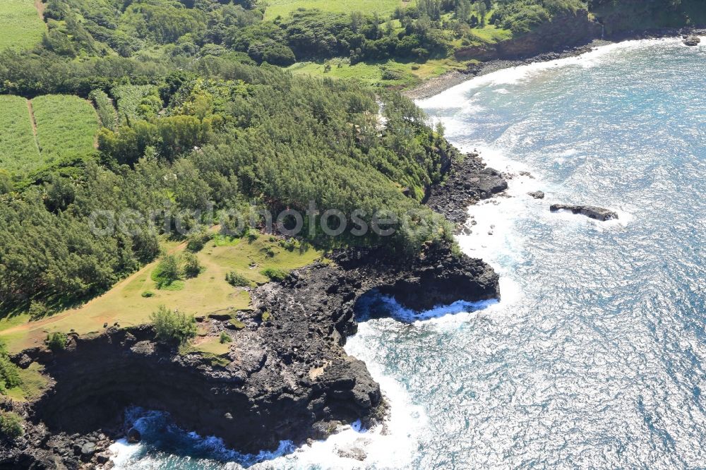 L'Escalier from above - Typical rocky coast at L'Escalier at the south coast of the island Mauritius in the Indian Ocean