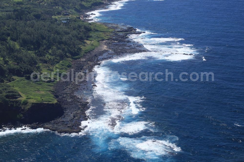 Aerial image L'Escalier - Typical rocky coast at L'Escalier at the south coast of the island Mauritius in the Indian Ocean