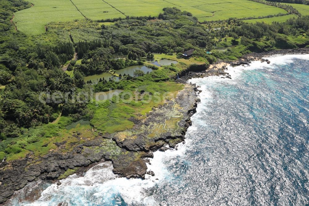 Aerial photograph L'Escalier - Typical rocky coast at L'Escalier at the south coast of the island Mauritius in the Indian Ocean