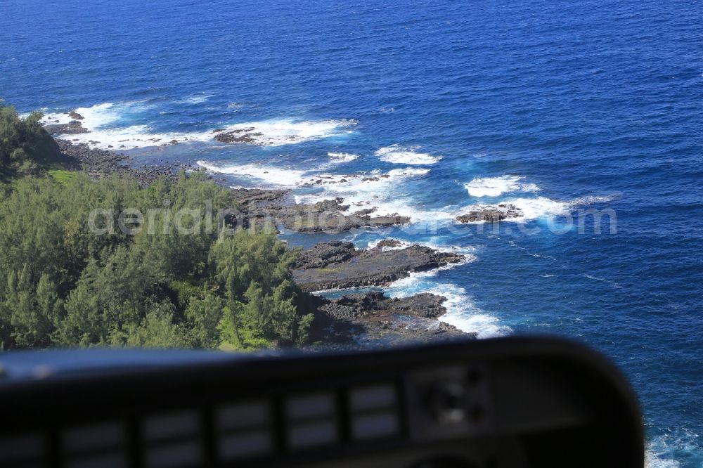 L'Escalier from the bird's eye view: Typical rocky coast at L'Escalier at the south coast of the island Mauritius in the Indian Ocean