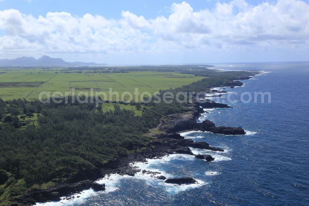 souffleur from above - Typical rocky coast at Souffleur on the south coast of the island Mauritius in the Indian Ocean