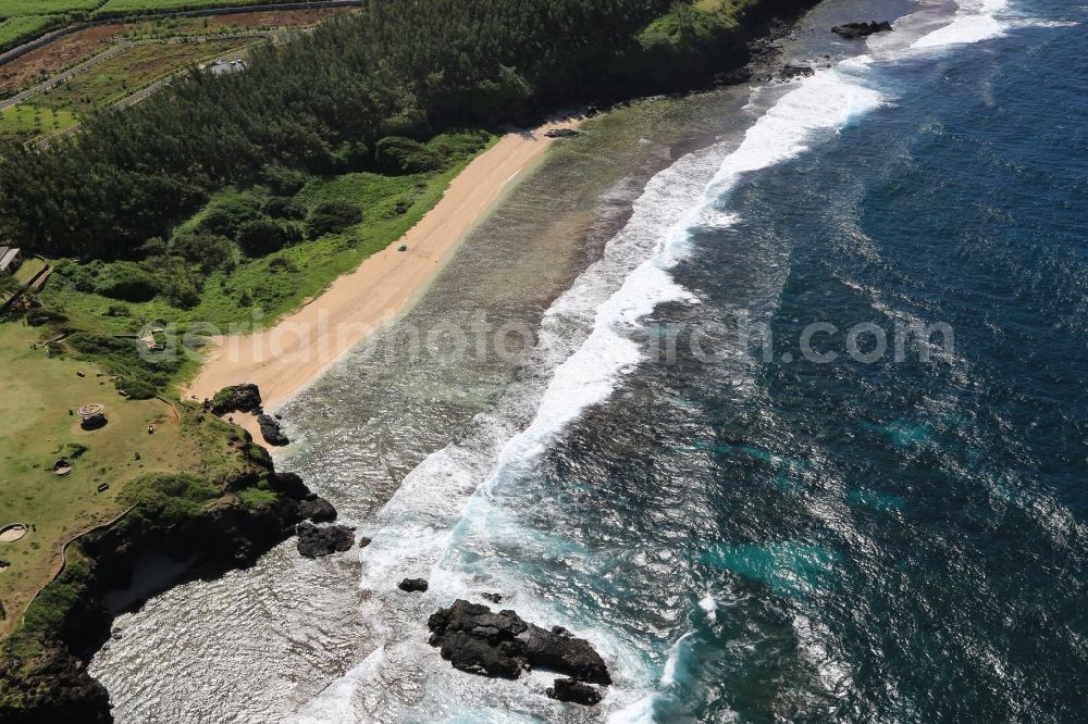 Aerial image Suillac - Rocky coast at Suillac at the south coast of the island Mauritius in the Indian Ocean