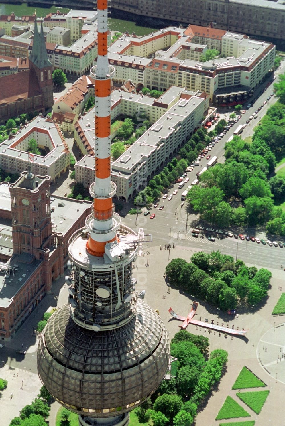 Berlin from above - Berlin TV Tower in the city center east of the federal capital Berlin