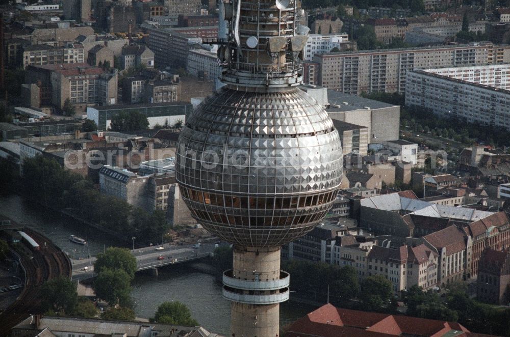 Aerial image Berlin - Berlin TV Tower in the city center east of the federal capital Berlin