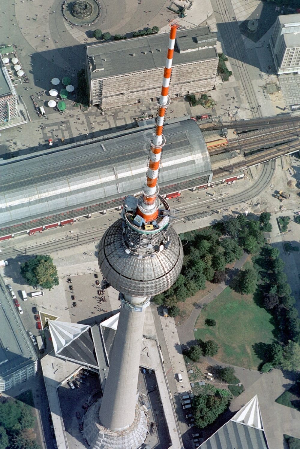 Aerial image Berlin - Berlin TV Tower in the city center east of the federal capital Berlin