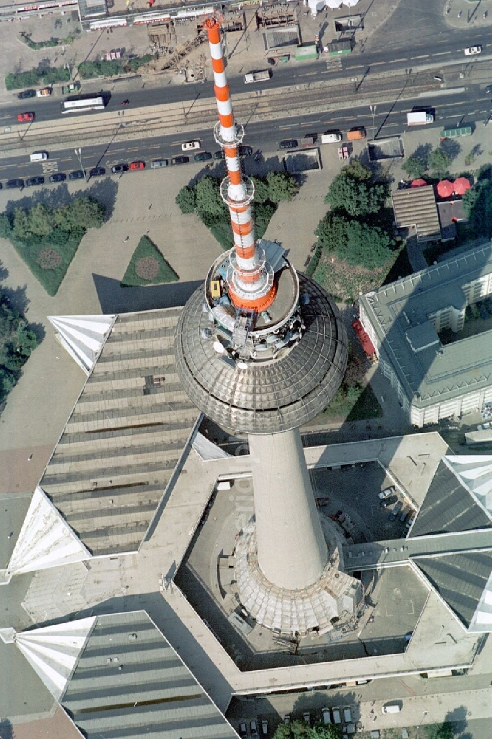 Aerial photograph Berlin - Berlin TV Tower in the city center east of the federal capital Berlin