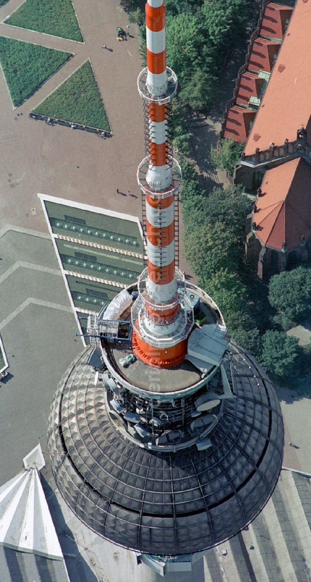 Berlin from the bird's eye view: Berlin TV Tower in the city center east of the federal capital Berlin