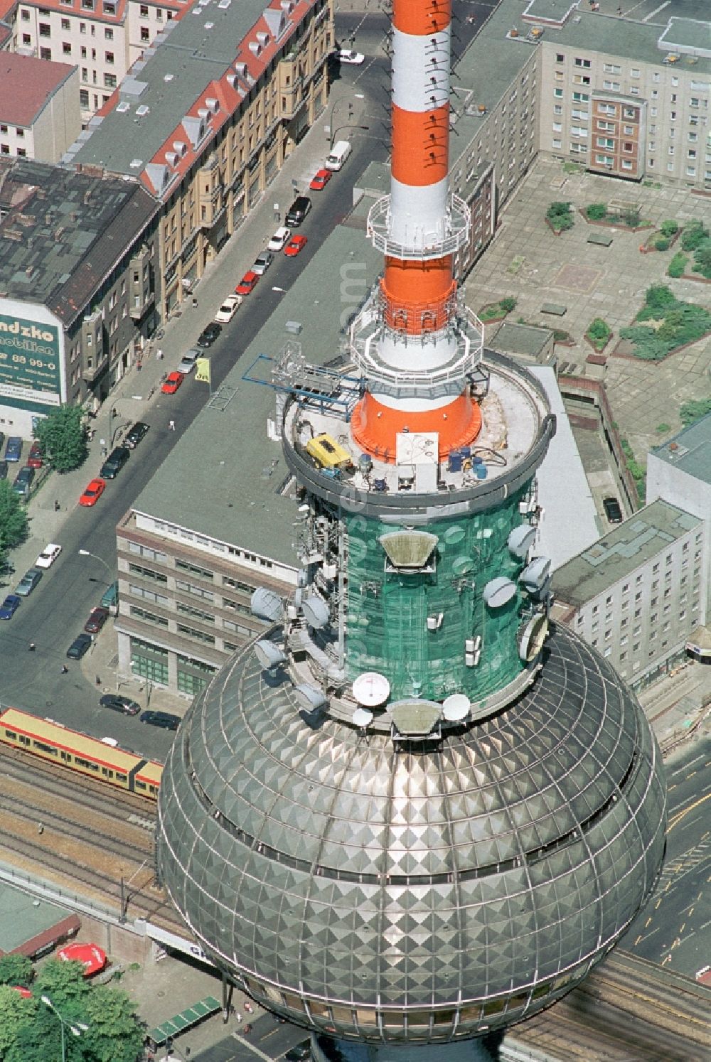 Aerial photograph Berlin - Berlin TV Tower in the city center east of the federal capital Berlin