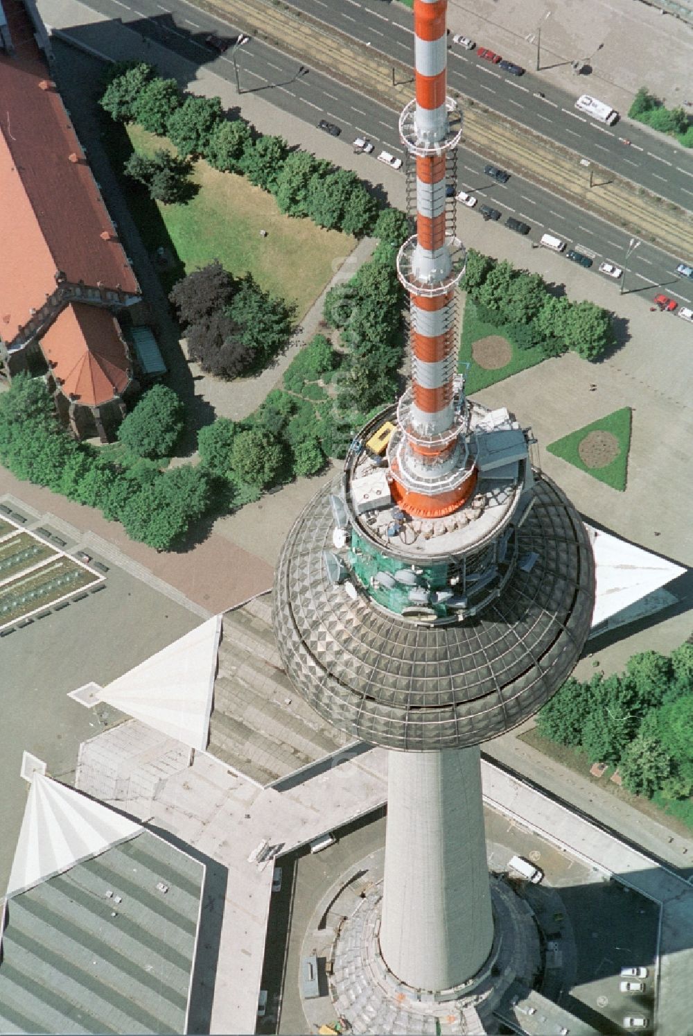 Berlin from the bird's eye view: Berlin TV Tower in the city center east of the federal capital Berlin