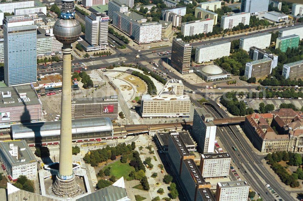 Aerial image Berlin - Berlin TV Tower in the city center east of the federal capital Berlin