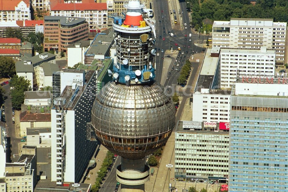 Berlin from the bird's eye view: Berlin TV Tower in the city center east of the federal capital Berlin