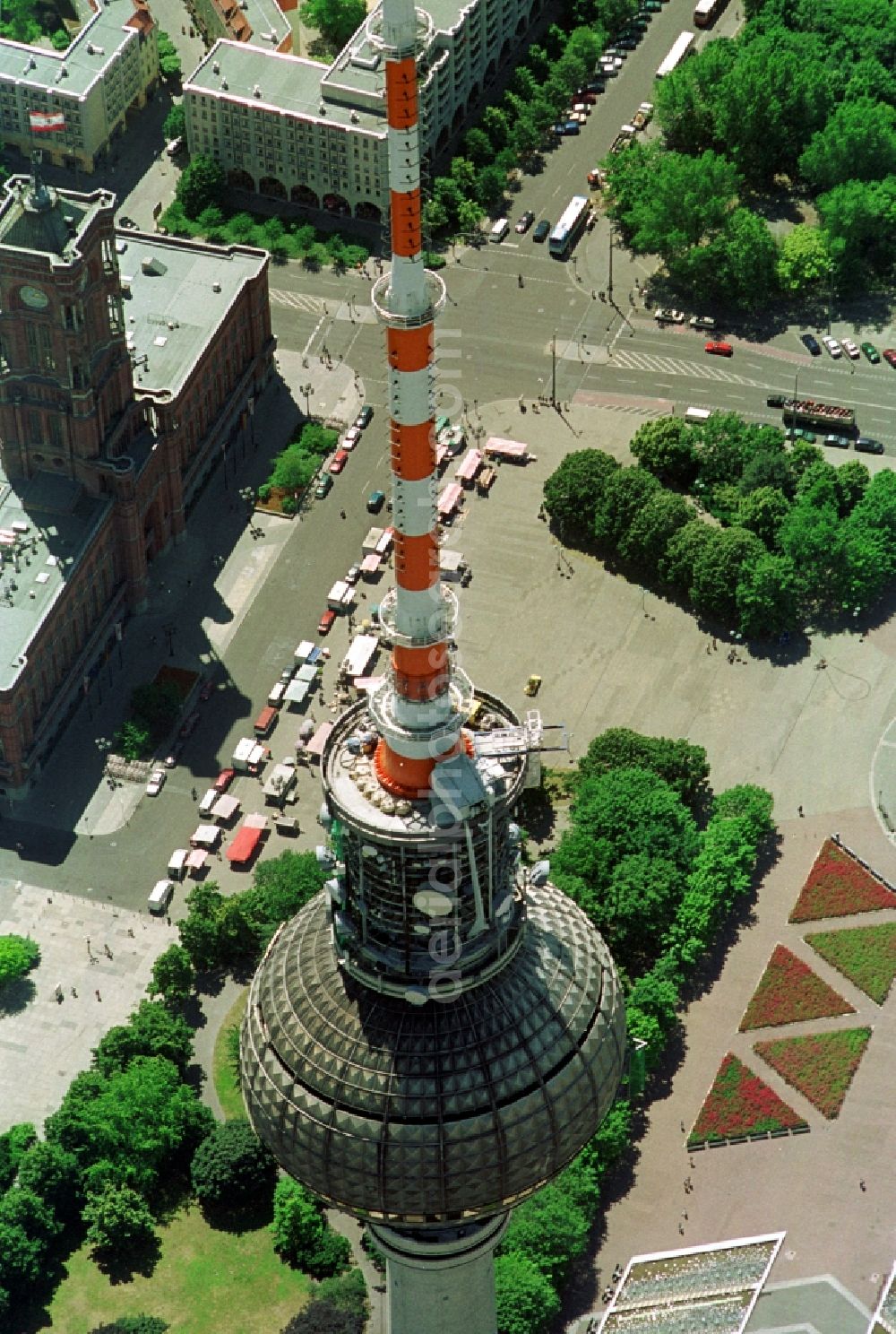 Aerial photograph Berlin - Berlin TV Tower in the city center east of the federal capital Berlin