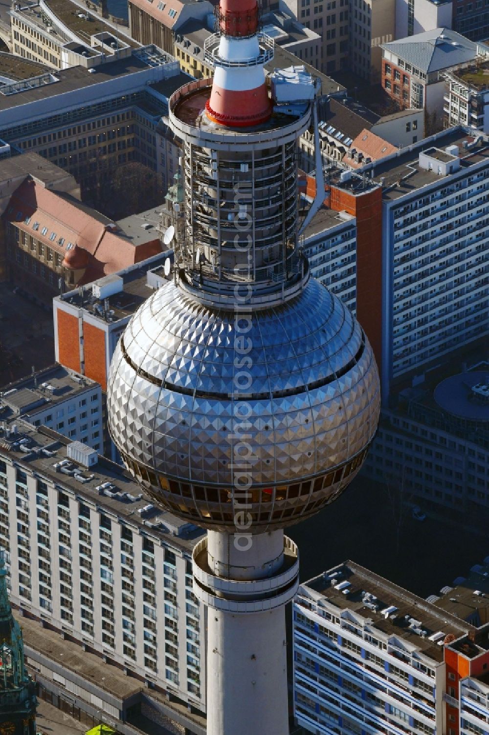 Berlin from the bird's eye view: Television Tower in the district Mitte in Berlin, Germany