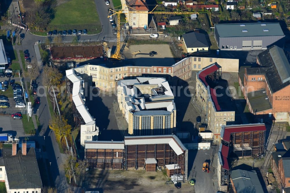 Potsdam from above - House, facades and streets of the film scene Berliner Strasse on Ulmenstrasse in the district Babelsberg in Potsdam in the state Brandenburg, Germany