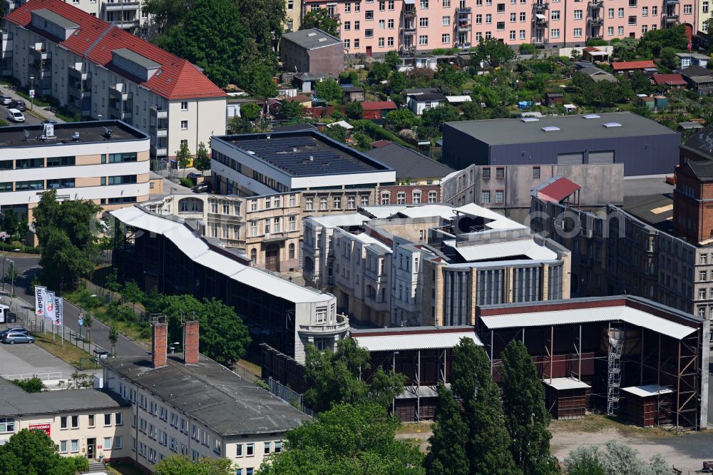 Potsdam from above - House, facades and streets of the film scene Berliner Strasse on Ulmenstrasse in the district Babelsberg in Potsdam in the state Brandenburg, Germany