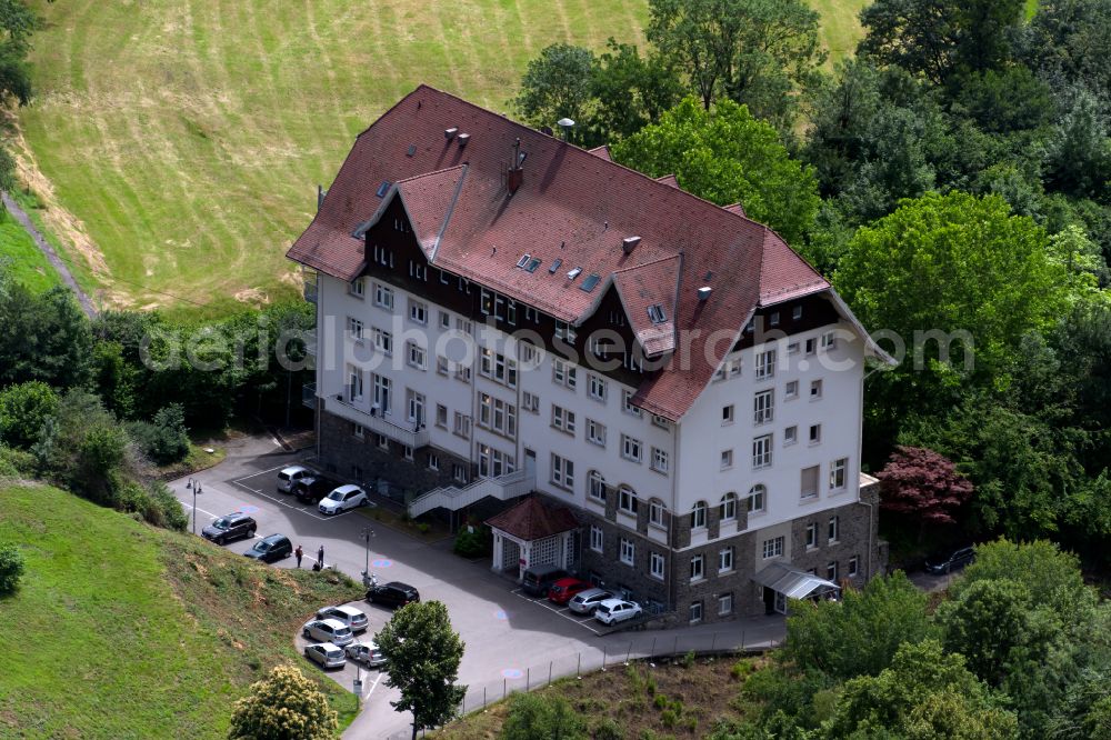 Glottertal from above - House, facades and streets of the film scene of Schwarzwaldklinik in Glottertal in the state Baden-Wurttemberg, Germany