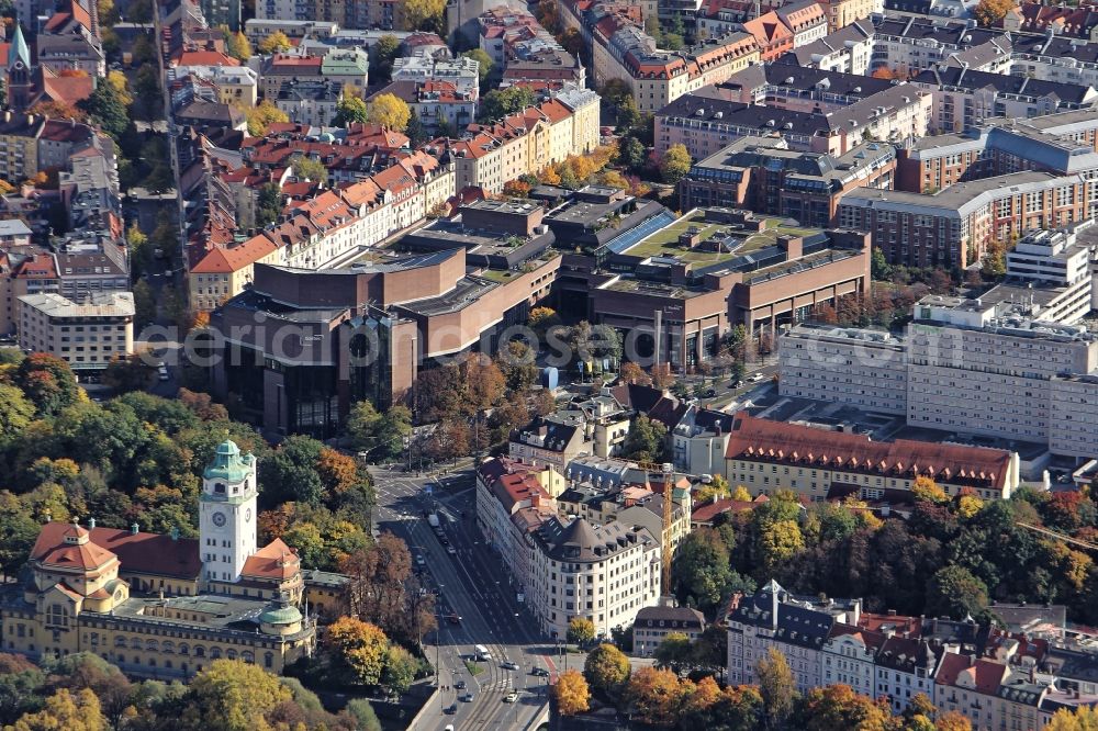 Aerial image München - Cultural and artistic center in the Academy Building Gasteig in Munich in the state Bavaria