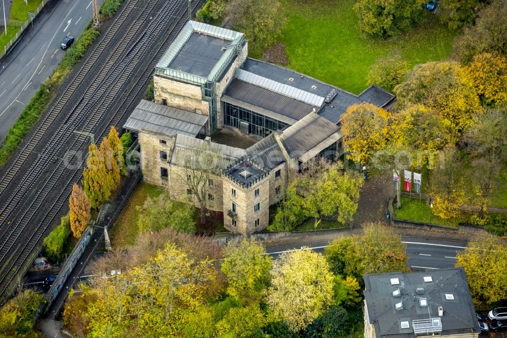 Aerial photograph Witten - The Culture Forum at the Ruhrstraße at the edge of the train tracks in Witten in North Rhine-Westphalia