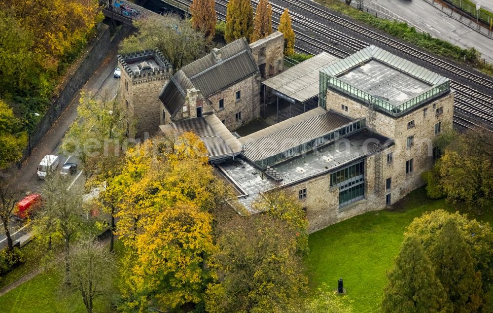 Witten from above - The Culture Forum at the Ruhrstraße at the edge of the train tracks in Witten in North Rhine-Westphalia