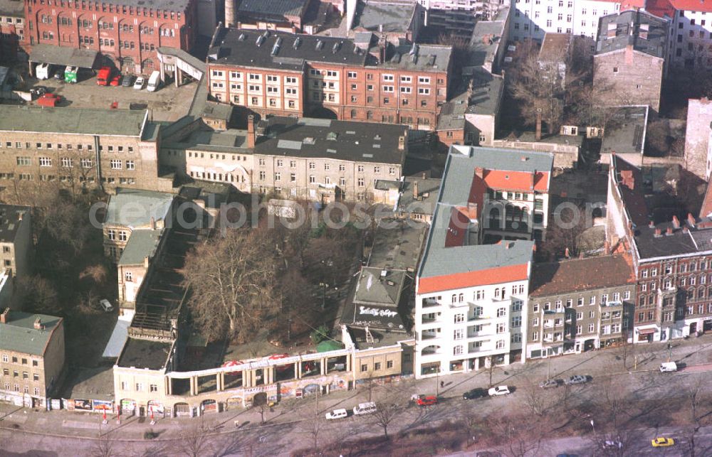 Aerial image Berlin - Prenzlauer Berg - Kulturhaus Pfefferberg an der Schönhauser Allee in Berlin.