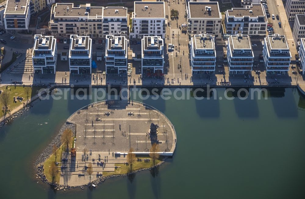 Dortmund from above - Lake Island on the Plateau on Phoenix See in the district Hoerde in Dortmund at Ruhrgebiet in the state North Rhine-Westphalia, Germany