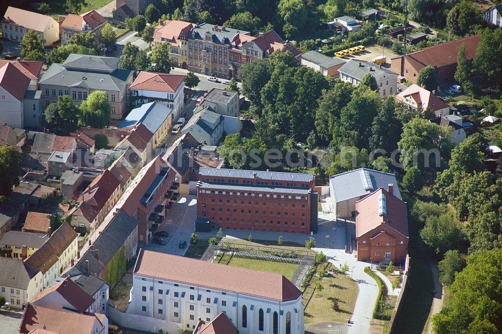 Luckau from the bird's eye view: Culture Church and former prison in the center of Luckau in Brandenburg