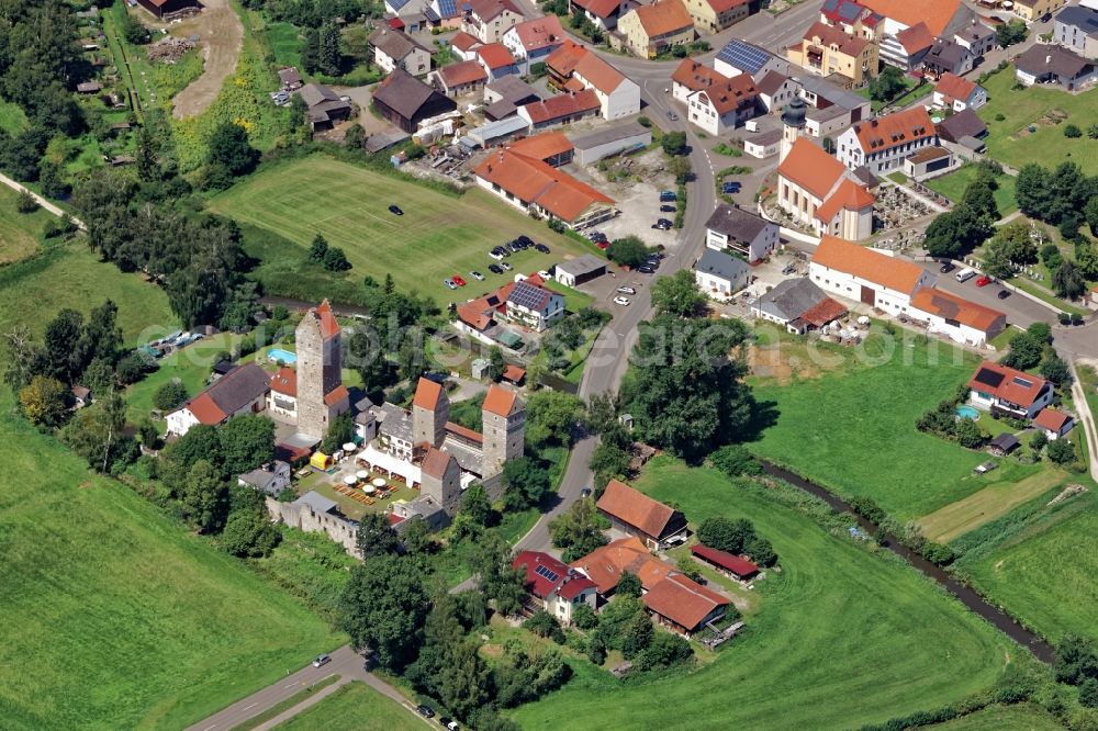 Aerial image Nassenfels - Burganlage Nassenfels in the district of Eichstaett in Bavaria. The former water castle is open for the cultural event Kulturtage Nassenfels