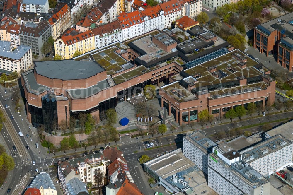 München from the bird's eye view: Building of the cultural center Gasteig on the street Am Gasteig in the district of Au-Haidhausen in Munich in the state Bavaria, Germany