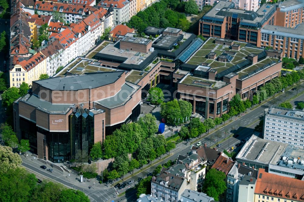 München from the bird's eye view: Building of the cultural center Gasteig on the street Am Gasteig in the district of Au-Haidhausen in Munich in the state Bavaria, Germany