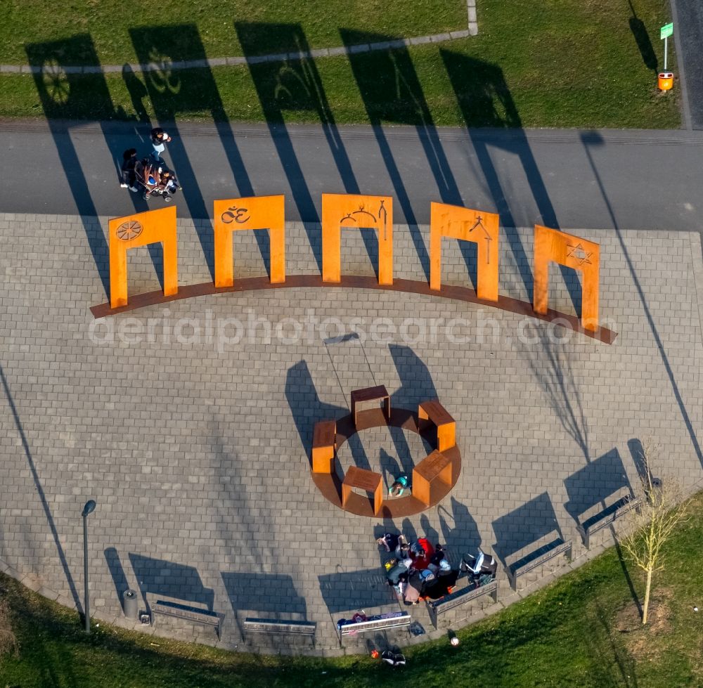 Aerial image Hamm - Outdoor art- installation in Lippepark Hamm in the district Herringen in Hamm in the state North Rhine-Westphalia