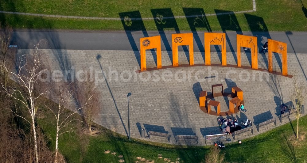 Aerial photograph Hamm - Outdoor art- installation in Lippepark Hamm in the district Herringen in Hamm in the state North Rhine-Westphalia