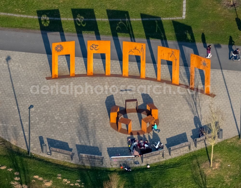 Hamm from above - Outdoor art- installation in Lippepark Hamm in the district Herringen in Hamm in the state North Rhine-Westphalia