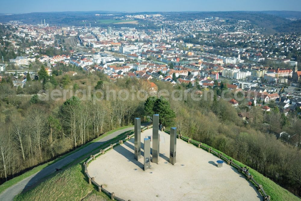 Aerial image Pforzheim - Outdoor art- installation Monte Scherbelino on Wallberg in Pforzheim in the state Baden-Wuerttemberg